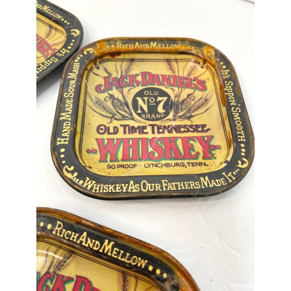 Jack Daniels No. 7 Whiskey Metal Costers Set Of 4, Vtg. Barware - Picture 4 of 10